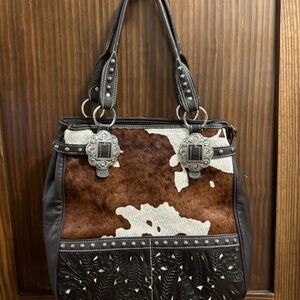American West Brown and Cream Leather Tote
